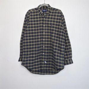 VTG Ralph Lauren Cotton Flannel Medium Button Vintage Distress Shirt